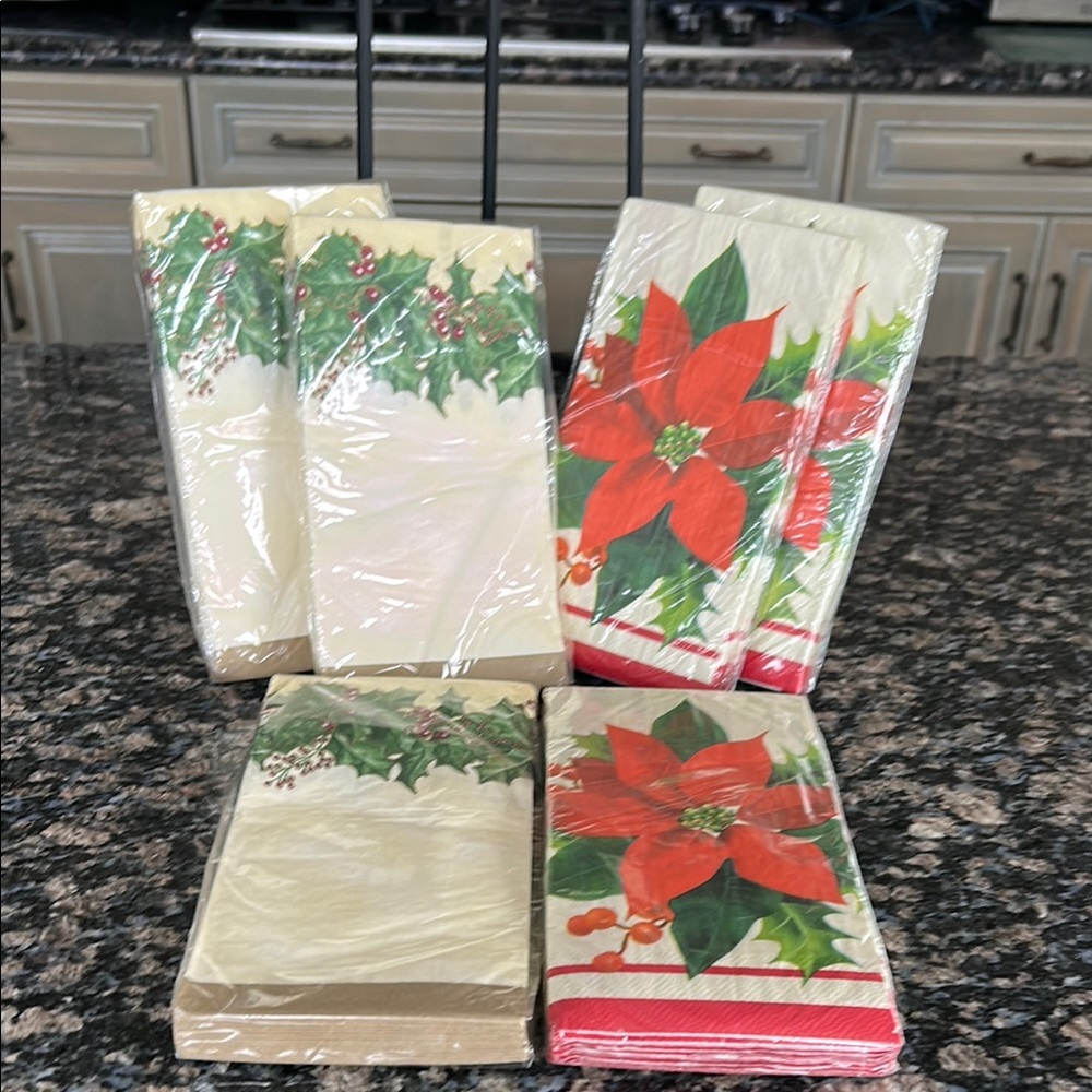 SMART LIVING FESTIVE HOLIDAY GUEST TOWELS /NAPKINS SET OF 6 NWT